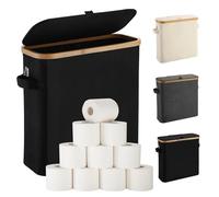 Support de rangement pour rouleau de papier toilette, panier de rangement pour rouleaux de papier toilette avec couvercle pour Mega Roll, support de rangement pour papier toilette en bambou,