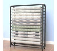 Support de rangement pour rouleaux de tissu avec barre de suspension réglable, grand format, en acier robuste avec roulettes, pour usage commercial. Support pour vinyle de voiture. Organisat