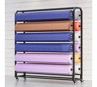 Support de rangement pour rouleaux de tissu avec barre de suspension réglable, structure robuste en acier et roulettes, idéale pour les rouleaux de vinyle, de cuir, de film pour vitres et de