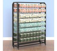 Support de rangement pour rouleaux de tissu avec barre de suspension réglable, structure robuste en acier avec roulettes, pour rouleaux de vinyle, de cuir, de film pour vitres ou de papier p