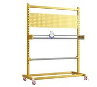 Support de rangement pour rouleaux de tissu avec cutter réglable pour un emballage et une expédition efficaces dans l'entrepôt ou l'atelier