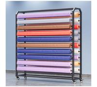 Support De Rangement Pour Rouleaux De Tissu Commercial Avec Barre De Suspension Réglable, Organisateur Gain De Place Pour Rouleaux De Vinyle, Nappes Et Emballages, 12 Barres Transversales, Entre-Barr