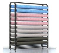 Support De Rangement Pour Rouleaux De Tissu Commercial Sur Roulettes Avec Tiges De Suspension Réglables, Organiseur En Acier Amovible, Présentoir Pour Tissus, Support Pour Tapis À Pousser Pour Rouler(