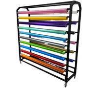 Support de rangement pour rouleaux de tissu, grande capacité, avec barres de suspension réglables et roulettes. Organisateur robuste en acier pour le rangement de rouleaux de tissu mobiles e