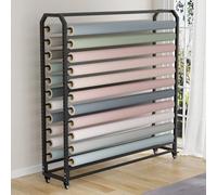 Support de rangement pour rouleaux de tissu, grande structure en acier robuste avec roulettes et barre de suspension réglable. Organisateur mobile pour rouleaux de film à changement de coule