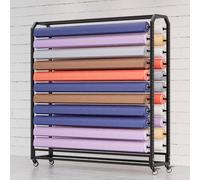 Support de rangement pour rouleaux de tissu, grande structure en acier robuste avec roulettes, pour une utilisation commerciale. Support de rangement mobile pour rouleaux de tissu, film de c