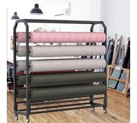Support de Rangement pour Rouleaux de Tissu, Papier Peint, Cuir et Nappe, Mobile et Robuste, en Acier, avec Tige réglable et 10 tiges, 145 cm (57,1 po),10 Rods-145cm(57.1in)