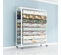 Support de rangement pour rouleaux de tissu, support de rangement commercial pour rouleaux de tissu avec tige de suspension réglable, support de rangement mobile en acier robuste pour rouleaux de
