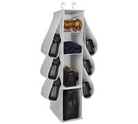 Support de Rangement pour Sac à Main 10 Compartiment Pochette à Suspendre Organiseur L'armoire pour Chapeau Vêtements Chaussures Gris