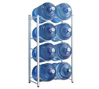 Support de rangement pour seau à eau, porte-carafe à eau haute capacité pour bouteilles de 1,2 à 25,4 cm, empilable, économise de l'espace avec protection du sol (argenté, 3 niveaux)