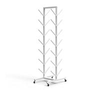 Support de rangement pour tapis de yoga avec roues verrouillables - Design robuste double face - Grande capacité - 7 niveaux réglables - Blanc