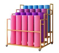 Support de rangement pour tapis de yoga avec roulettes en métal multi-couches pour tapis de danse de sport, idéal pour la maison, la salle de sport, le studio de danse