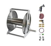 Support de rangement pour tuyau d'eau en acier inoxydable, dévidoir de tuyau mural ou au sol pour utilisation dans la cour, la pelouse, la ferme et la terrasse