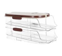 Support de Rangement pour Œufs à Roulettes, avec Couvercle, 2 Niveaux | Poignée Intégrée, Structure Scellée, Plastique Transparent, pour Réfrigérateur et Porte Latérale