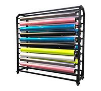 Support de Rangement réglable et Robuste pour Rouleaux de Tissu avec roulettes | Organiseur Professionnel pour Vinyle, Cuir, Films pour fenêtres et Papier Peint | Hauteur 210 cm, 16 tiges, d
