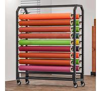 Support de Rangement réglable pour Rouleaux de Tissu Commercial - Organiseur en Acier Robuste avec Tige de Suspension Mobile pour Vinyle, Cuir, Films pour fenêtres et Papier Peint, doté de r