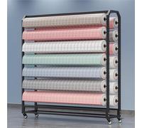 Support de rangement réglable pour rouleaux de tissu, grand format, en acier robuste avec roulettes. Convient aux rouleaux de vinyle et de cuir. Largeur de la barre transversale : 145 cm. Id