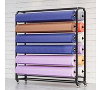 Support de rangement réglable pour rouleaux de tissu, grand format, en acier robuste avec roulettes ; idéal pour les rouleaux de vinyle, de cuir, de film pour vitres et de papier peint (12 b