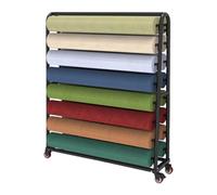 Support de rangement réglable pour rouleaux de tissu, grand format, en acier robuste avec roulettes, pour rouleaux de vinyle. Organisateur d'affichage double face réglable avec roulettes, 16