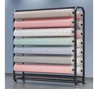 Support de rangement réglable pour rouleaux de tissu, robuste et en acier, avec roulettes. Organisateur pour rouleaux de vinyle et de cuir. Porte-bobines réglable pour une organisation et un