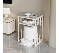 Support de Rangement Robot Aspirateur Moderne avec Plateau en Ardoise, Support Robot Aspirateur à Domicile, Étagère Double Niveaux pour Entrée, Couloir, Salon, Chambre(Gray+White,2-layer40cm)