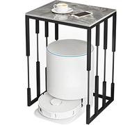 Support de Rangement Robot Aspirateur Moderne avec Plateau en Ardoise, Support Robot Aspirateur à Domicile, Étagère Double Niveaux pour Entrée, Couloir, Salon, Chambre(Gray+Black,40 * 40 * 70cm)