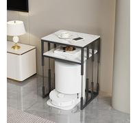 Support de Rangement Robot Aspirateur Moderne avec Plateau en Ardoise, Support Robot Aspirateur à Domicile, Étagère Double Niveaux pour Entrée, Couloir, Salon, Chambre(Light Gray+Black,2-layer40cm)