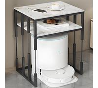 Support de Rangement Robot Aspirateur Moderne avec Plateau en Ardoise, Support Robot Aspirateur à Domicile, Étagère Double Niveaux pour Entrée, Couloir, Salon, Chambre(Orange+Black,2-layer40cm)