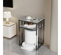 Support de Rangement Robot Aspirateur Moderne avec Plateau en Ardoise, Support Robot Aspirateur à Domicile, Étagère Double Niveaux pour Entrée, Couloir, Salon, Chambre(Gray+Black,2-layer40cm)