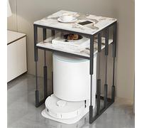 Support de Rangement Robot Aspirateur Moderne avec Plateau en Ardoise, Support Robot Aspirateur à Domicile, Étagère Double Niveaux pour Entrée, Couloir, Salon, Chambre(Brown+Black,2-layer50cm)