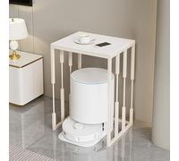 Support de Rangement Robot Aspirateur Moderne avec Plateau en Ardoise, Support Robot Aspirateur à Domicile, Étagère Double Niveaux pour Entrée, Couloir, Salon, Chambre(White,40 * 40 * 70cm)