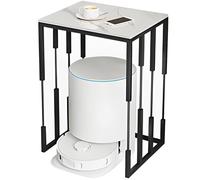 Support de Rangement Robot Aspirateur Moderne avec Plateau en Ardoise, Support Robot Aspirateur à Domicile, Étagère Double Niveaux pour Entrée, Couloir, Salon, Chambre(Light gray+black,40*50*70cm)