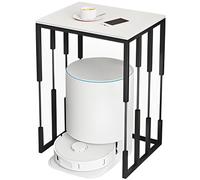 Support de Rangement Robot Aspirateur Moderne avec Plateau en Ardoise, Support Robot Aspirateur à Domicile, Étagère Double Niveaux pour Entrée, Couloir, Salon, Chambre(White+Black,40 * 50 * 70cm)
