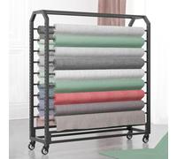 Support de rangement robuste en acier avec roulettes pour rouleaux de tissu et de textile, avec barre de suspension réglable. Présentoir pour films à changement de couleur (vinyle, cuir, pap