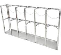 Support de rangement robuste en acier inoxydable pour cylindre d'oxygène avec chaînes réglables, peut contenir 4 réservoirs, 113 x 20 x 40 cm