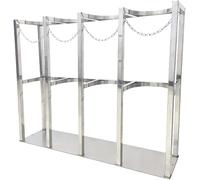 Support de rangement robuste en acier inoxydable pour cylindre d'oxygène avec chaînes réglables, peut contenir 4 réservoirs, 113 x 20 x 40 cm
