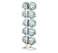 Support de rangement robuste en métal pour ballons de sport, basket-ball, volley-ball et football, design robuste avec 4 coussinets de pieds (noir, 26 x 23 x 135 cm)