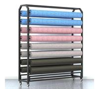 Support de rangement robuste pour rouleaux de tissu avec barres réglables, organisateur mobile en acier avec roulettes pour bobines de vinyle, rouleaux de cuir, film pour vitres et papier pe