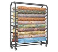 Support de rangement robuste pour rouleaux de tissu, chariot de présentation textile réglable avec barre de suspension, organisateur commercial de films vinyle pour rouleaux de 8 à 16 pouces