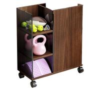 Support de rangement vertical multifonction pour balles, équipement de fitness et raquette pour la maison, le garage et la salle de jeux - Idéal pour le rugby et les accessoires de sport (marron)