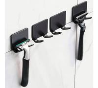 Support De Rasoir Adhésif Mural Salle De Bain Pour Crochet De Douche Support Gillette Rasoir Support De Rasage Crochet En Plastique Noir - Type 4pcs