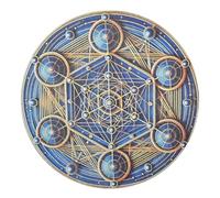 Support de Recharge Métatron Bleue - Géométrie Sacrée - Support Symbolique pour Pierres et Cristaux - Création Artisanale Française Chrizeltia - Diamètre 20 cm