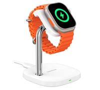 Support de Recharge Rapide pour Apple Watch 11/Ultra 3/SE 3, Chargeur sans Fil Magnétique 5W pour Apple Watch Ultra 2/10/9/8/7/6/5/4/3/2/SE 2, Chargeur à Angle Réglable, SwanScout 505A (Blanc)