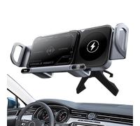 Support de recharge sans fil pour voiture, porte-téléphone portable, 15 W, double bobine sans fil, pliable, dispositif de charge pour téléphone portable, pour grille d'air, tableau de bord et console