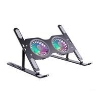 Support de refroidissement pour ordinateur portable avec deux ventilateurs, lumière vive et antidérapant en silicone pour un positionnement stable de l'ordinateur portable (gris)
