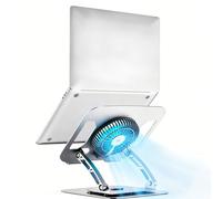 Support de refroidissement réglable pour ordinateur portable, ventilateur à 3 vitesses avec RVB, base rotative à 360 °, rehausseur pliable en acier au carbone, hauteur et angle ergonomiques réglables