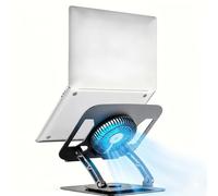 Support de refroidissement réglable pour ordinateur portable, ventilateur à 3 vitesses avec RVB, base rotative à 360 °, rehausseur pliable en acier au carbone, hauteur et angle ergonomiques réglables
