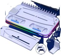 Support de refroidissement, système de ventilation réglable, alimentation USB/Type-C, lumière d'ambiance RGB, stand blanc S2001