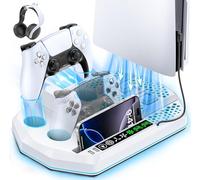 Support de Refroidissement Vertical pour PS5 / PS5 Slim / PS5 Pro, Station de Charge Double Manette DualSense, Ventilateur 3 Vitesses, Accessoire PlayStation 5