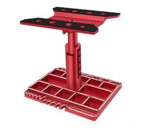 Support de réparation de voiture RC réglable à 360° avec réglages de hauteur et organisateur de vis pour ARRMA, pour axial, pour Tamiya, Kyosho, pour véhicules télécommandés WLTOYS (rouge)